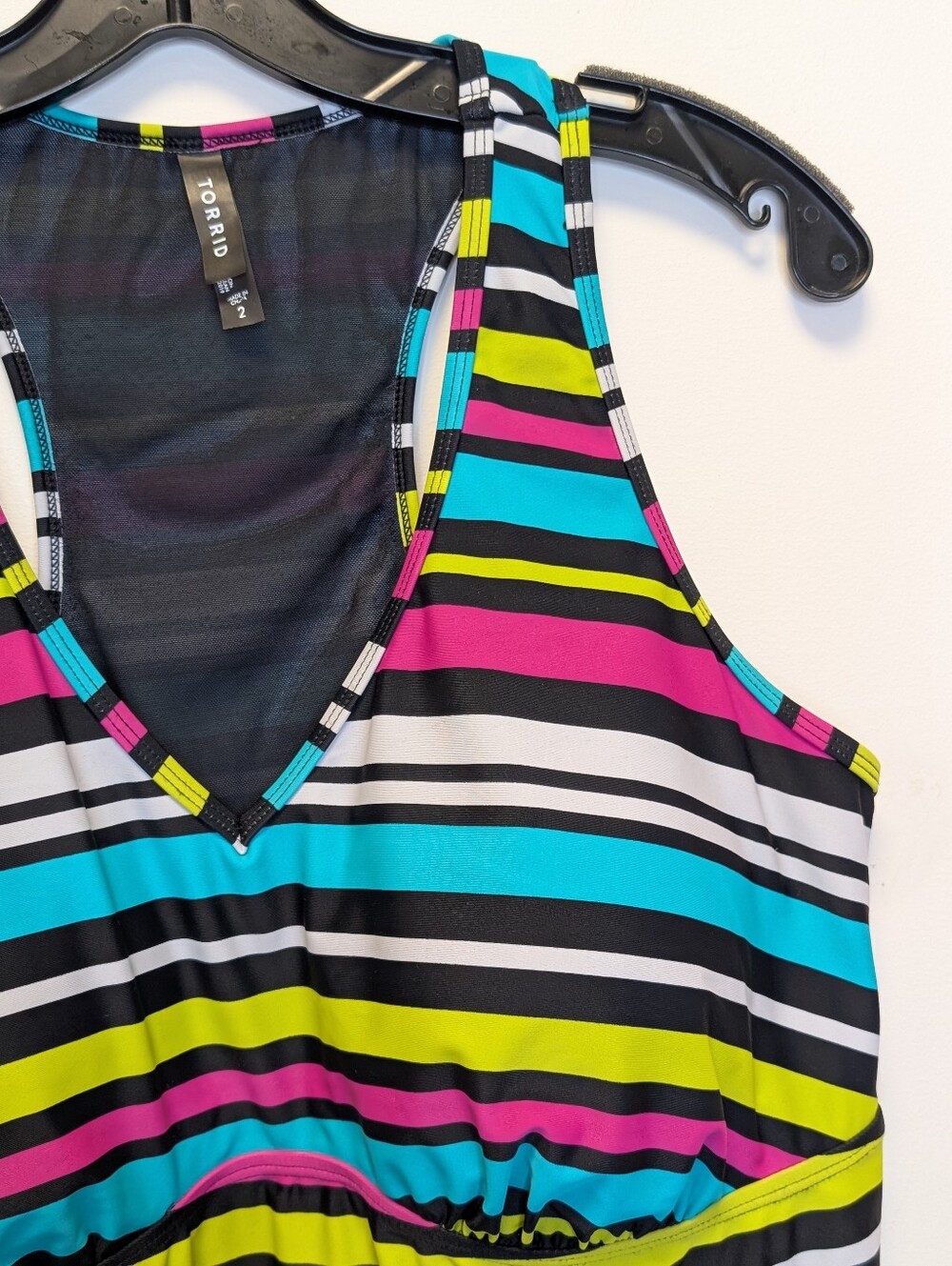 Torrid Wireless Racerback Tankini Striped Colorful Swim Top Size 2 18/20 - Picture 5 of 12